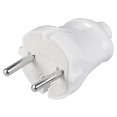 Вилка разборная прямая ВПп20-01-Ст без заземляющего контакта 6А белая IEK EVP20-06-01-K01