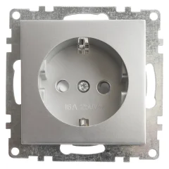 Розетка электрическая 1-местная с/з (механизм), 250В, 16А, серия Катрин, GLS16-7110-03, серебро STEK