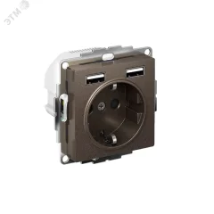 РОЗЕТКА ATLASDESIGN 16А c 2 USB A+A, 5В/2,4А, 2х5В/1,2А, механизм, МОККО Systeme Electric ATN000630