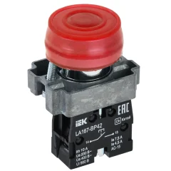 Кнопка LA167-BP42 d=22мм 1р красная IEK BBT20-BP42-2-22-67-K04