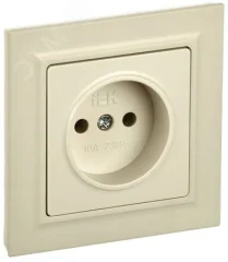 BRITE Розетка 1 пост без заземления без защитных шторок 10А в сборе РСР10-1-0-БрКр бежевый BR-R1 IEK