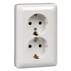ХИТ С/У РОЗЕТКА двойная с заземлением без шторок 16А, 250В, БЕЛЫЙ. Россия RS16-236- Systeme Electric