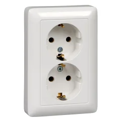 ХИТ С/У РОЗЕТКА двойная с заземлением без шторок 16А, 250В, БЕЛЫЙ. RS16-236- Systeme Electric RS16-2