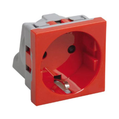 Розетка силовая 2Р+Е, со шторками, «Viva», 2 мод., красная DKC 45015