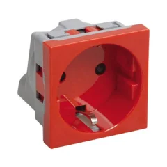 Розетка силовая 2Р+Е, со шторками, «Viva», 2 мод., красная DKC 45015