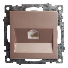 Розетка компьютерная 1-местная RJ-45 (механизм), серия Катрин, GLS00-7107-02, шампань STEKKER 39599