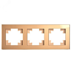 Рамка 3-местная, стекло, серия Катрин, GFR00-7003-08, золото STEKKER 49036