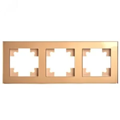 Рамка 3-местная, стекло, серия Катрин, GFR00-7003-08, золото STEKKER 49036