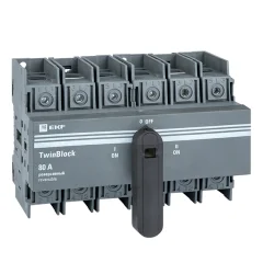Рубильник 80A 3P реверсивный c рукояткой для прямой установки TwinBlock EKF tb-s-80-3p-rev