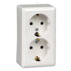 ХИТ О/У РОЗЕТКА двойная с заземлением без шторок 16А, 250В, БЕЛЫЙ. Россия RA16-238- Systeme Electric