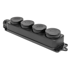 Розетка (колодка) четырехместная с защит. крышками каучуковая 230В 2P+PE 16A IP44 Марс RPS-020-1 EKF