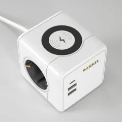 Розеточный блок 3-местный + 3 USB + беспроводная зарядка W6513501 Werkel a066454