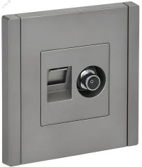 FORTE&PIANO Розетка двойная TV+RJ45 кат.5E FP536 сталь IEK FP-AK20-1-K46