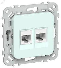 FLITE Розетка 2-местная компьютерная RJ45 категория 5Е UTP РК5е-2-0-ФлХЛ холодный лед FI-K22-1-K IEK
