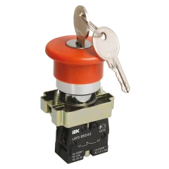 Кнопка LAY5-BS142 "Грибок" с ключом красн. d22мм 240В 1р IEK BBG50-LAY5-K04