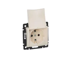 Розетка СП 1-м c з/к с крышк. механизм (сл. кость) Valena Legrand 774322