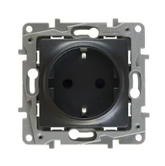Розетка с заземлением - Etika - без шторок 16А 250В винтовые зажимы - антрацит Legrand 672621
