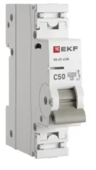 Автоматический выключатель 1P 50А (C) 6кА ВА 47-63N PROxima EKF M636150C