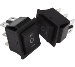 Выключатель клавишный 250V 15А (6с) (ON)-OFF-(ON) черный с нейтралью Б/Фикс (10/10/500) 36-23 Rexant