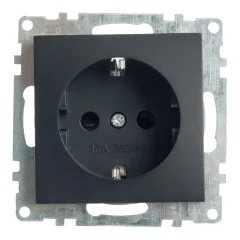 Розетка 1-местная с защитной шторкой с/з (механизм), 250В, 16А, серия Катрин, GLS16-7110-05, черный 