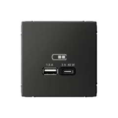 ARTGALLERY USB РОЗЕТКА A + тип-C 45Вт высокоскор.заряд. QC, PD, механизм, БАЗАЛЬТ G Systeme Electric
