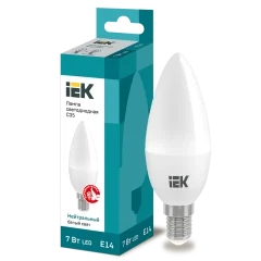 Лампа LED C35 свеча 7Вт 230В 4000К E14 IEK LLE-C35-7-230-40-E14
