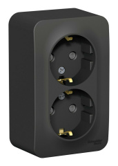 BLANCA О/У РОЗЕТКА двойная с заземл. со шторк. ИЗОЛ.ПЛ.,16А,250В,АНТРАЦИТ BLNRA0112 Systeme Electric