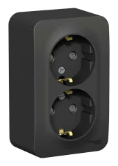 BLANCA О/У РОЗЕТКА двойная с заземл. со шторк. ИЗОЛ.ПЛ.,16А,250В,АНТРАЦИТ BLNRA0112 Systeme Electric