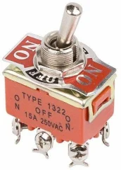 Тумблер 250V 15А (6c) ON-OFF-ON двухполюсный REXANT (10/10/500) Rexant 36-4132