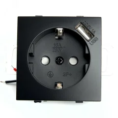 Розетка одноместная с/з и с USB (механизм) серия Эрна черный STEKKER PST16-9111-03 49155