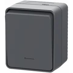 AtlasDesign PROFI IP54 О/У 1-клавишный ВЫКЛЮЧАТЕЛЬ с подсветкой 10 АХ, АНТРАЦИТ ATN Systeme Electric