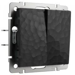 Выключатель двухклавишный (черный) Hammer W1220008 Werkel a052059