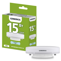 Лампа LED T80 таблетка 15Вт 230В 6500К GX53 GENERICA LL-T80-15-230-65-GX53-G