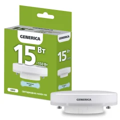 Лампа LED T80 таблетка 15Вт 230В 6500К GX53 GENERICA LL-T80-15-230-65-GX53-G