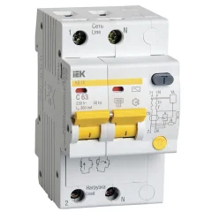Диф. автомат АД12 2Р 63А 300мА IEK MAD10-2-063-C-300