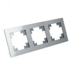 Рамка 3-местная, стекло, серия Катрин, GFR00-7003-03, серебро STEKKER 39533