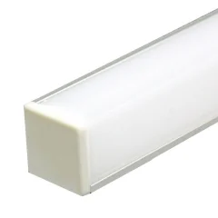 Профиль алюминиевый "угловой квадратный 16*16мм", серебро, CAB281 с матовым экраном, 2 заглушками, F