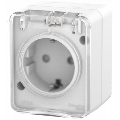AtlasDesign PROFI IP54 О/У РОЗЕТКА с заземлением со шторками 16А 250В, БЕЛЫЙ ATN540 Systeme Electric