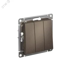 Выключатель трехклавишный ATLASDESIGN схема 1+1+1 10АХ механизм мокко Systeme Electric ATN000631