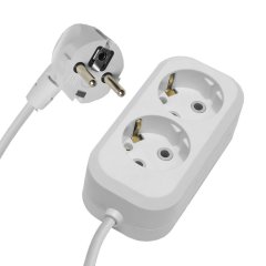 Удлинитель двухместный с/з 3x0,75, 5м, серия Home, HM01-21-05 (У10-001), белый STEKKER 39207