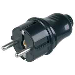 Вилка разборная прямая ВПп10-02-Ст с заземляющим контактом 16А черная IEK EVP10-16-01-K02