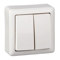 ХИТ О/У 2-клавишный ВЫКЛЮЧАТЕЛЬ 6А, 250В, БЕЛЫЙ. Россия Systeme Electric VA56-232-B