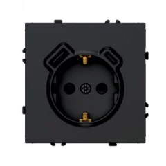 Розетка 1-местная з/ш с/з 16А + USB + Type C (механизм), , 250В, 20W, серия Эмили, черный уго STEKKE