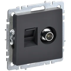 BRITE Роз. двойная TV+RJ45 кат.5E РТВ/РК12-БрГ граф. IEK BR-AK20-1-K53