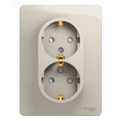GLOSSA розетка двойная с заземлением со шторками в сборе молочный Systeme Electric GSL000926