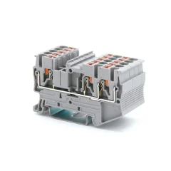 Клемма проходная, зажим push-in, 3 точки подключения, 2.5 кв.мм, серая DKC VPR-2.5-TWIN-GY