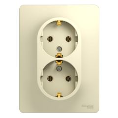 GLOSSA РОЗЕТКА двойная с заземлением, 16А, в сборе, БЕЖЕВЫЙ Systeme Electric GSL000224