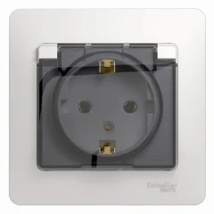 GLOSSA РОЗЕТКА с заземлением со шторками с крышкой, 16А, IP20, в сборе, БЕЛЫЙ GSL00 Systeme Electric