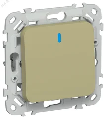 FLITE Выключатель 1-клавишный с индикацией 10А ВС11-1-1-ФлО оливковый IEK FI-V10-1-10-1-K26