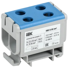 Клемма вводная силовая КВС 6-50 кв.мм. 2-рядная синяя IEK YZN13-050-K07